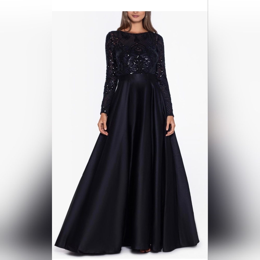 Betsy & Adam Elegant Black Long Sleeve Dress